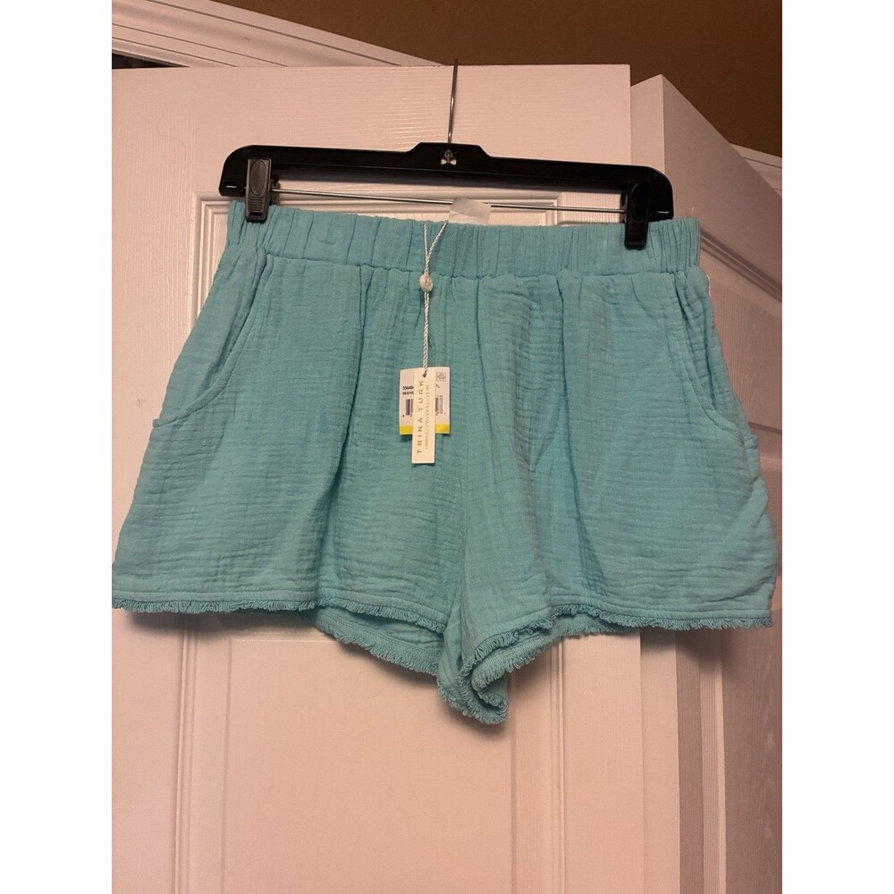 Trina Turk Swim & Spa Fringe Shorts Size M Blue NWT